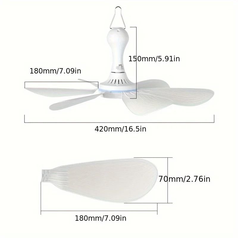 USB Fan Silent 6 Blade Hanging Fan For Camping Outdoor Use 5