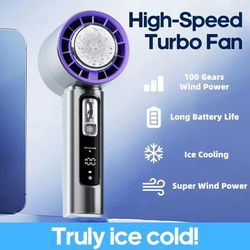portable handheld turbo fan 100 wind speeds adjustable mini battery fan