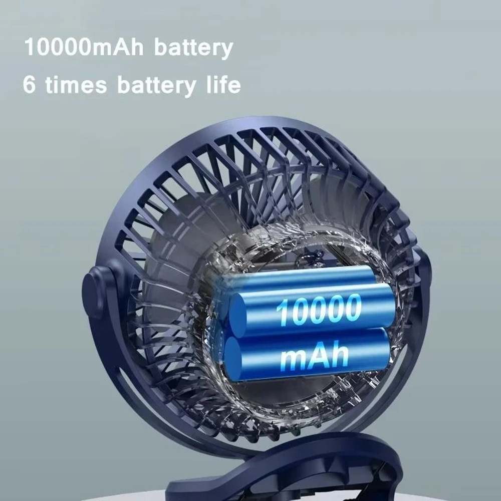 Portable USB Table Clip Fan 10000mAh Rechargeable Mini Desk Stand Fan 2
