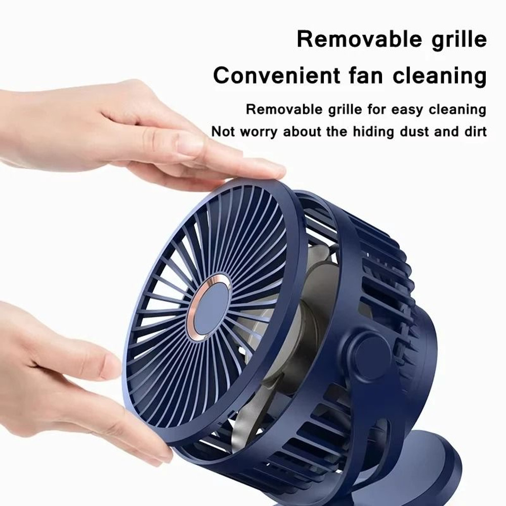 Portable USB Table Clip Fan 10000mAh Rechargeable Mini Desk Stand Fan 5