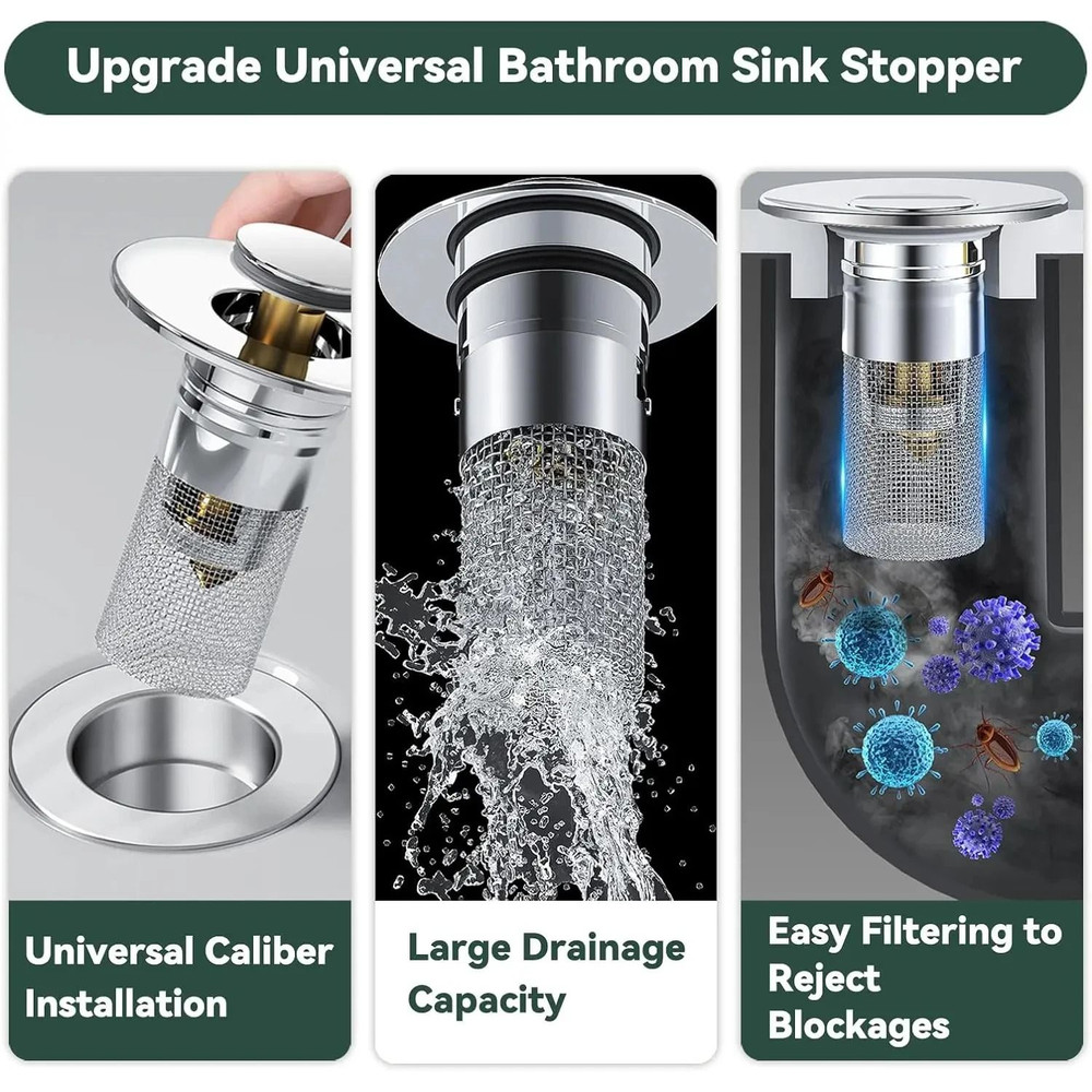 Sink Drain Filter Plug Hair Catcher And Stopper For Kitchen And Bathroom 3