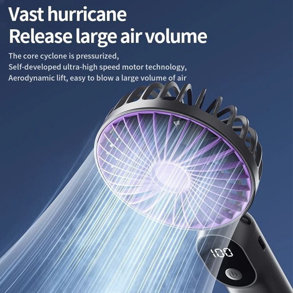 Mini Portable USB Fan 6 Speeds Digital Display Foldable 3 In 1 Handheld Neck Desktop Fan 5