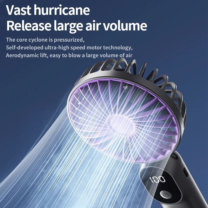 Mini Portable USB Fan 6 Speeds Digital Display Foldable 3 In 1 Handheld Neck Desktop Fan 5