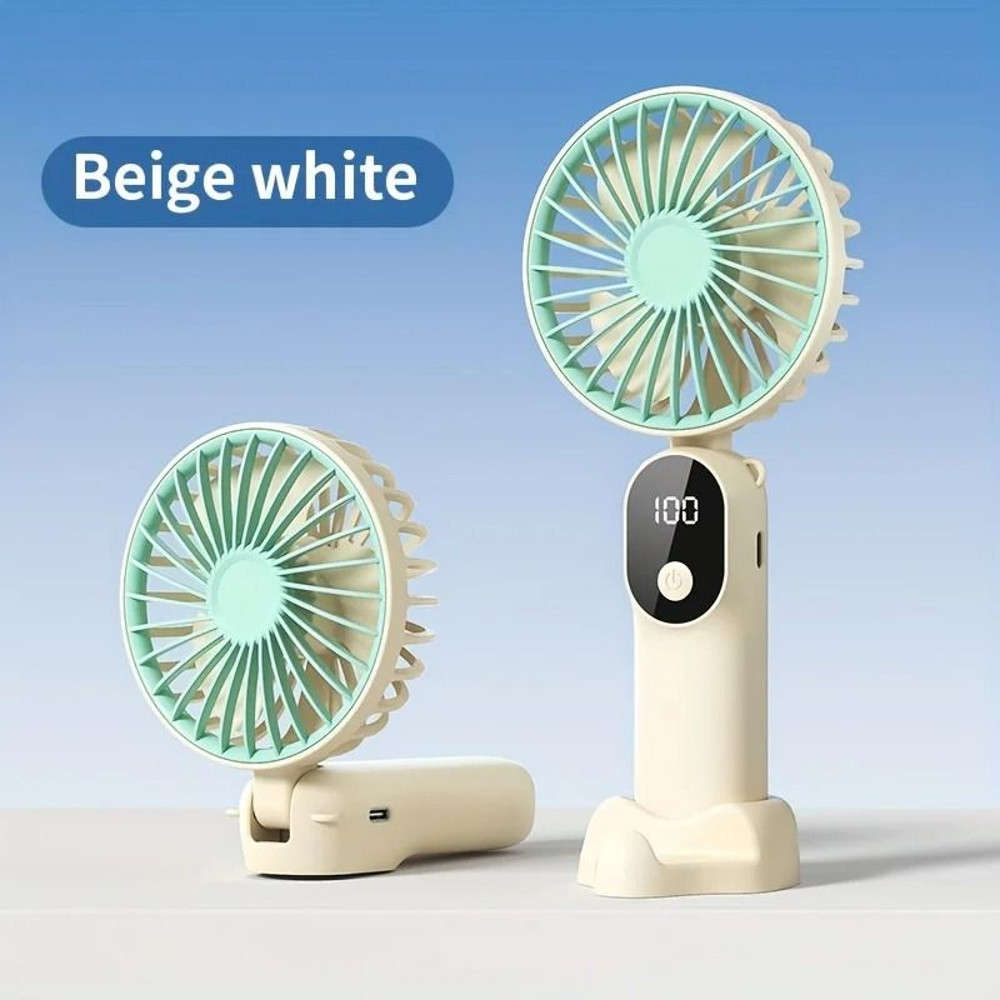 Mini Portable USB Fan 6 Speeds Digital Display Foldable 3 In 1 Handheld Neck Desktop Fan 6