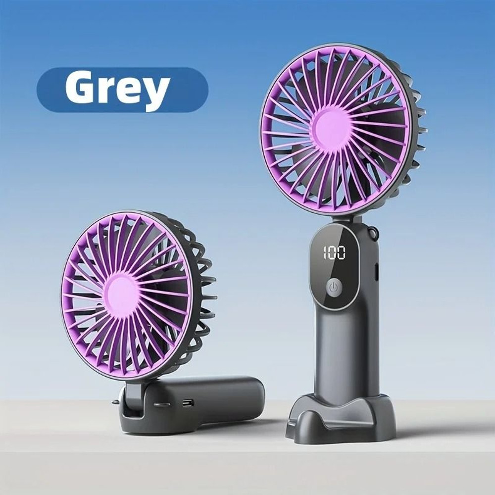 Mini Portable USB Fan 6 Speeds Digital Display Foldable 3 In 1 Handheld Neck Desktop Fan 7