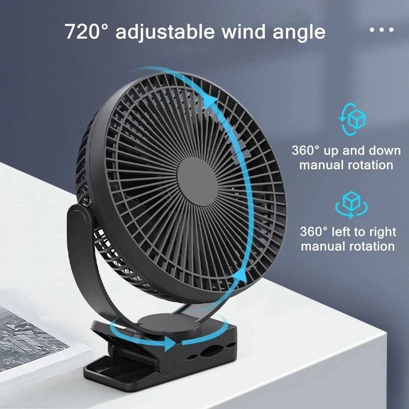 Rechargeable 10000mAh Wireless Table And Ceiling Fan 4 Speed Portable Clip Fan 3