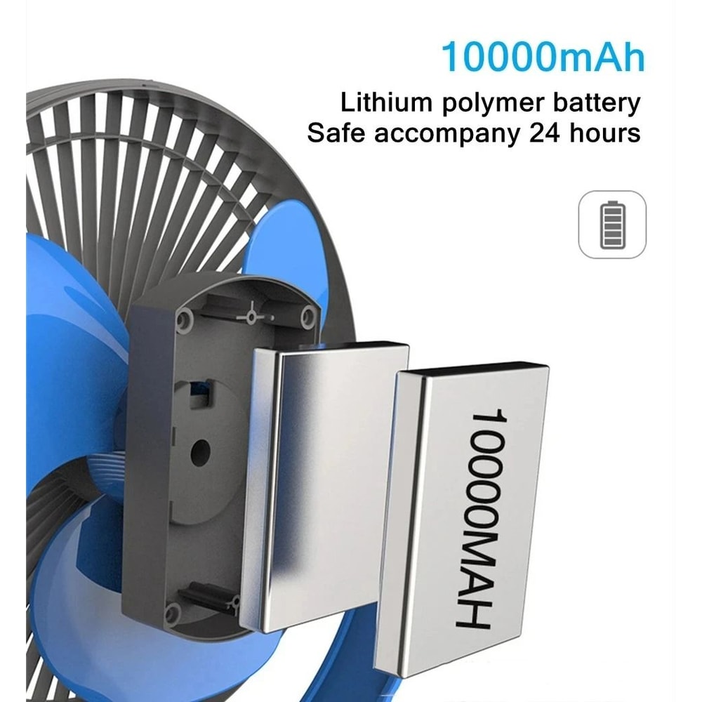 Rechargeable 10000mAh Wireless Table And Ceiling Fan 4 Speed Portable Clip Fan 5
