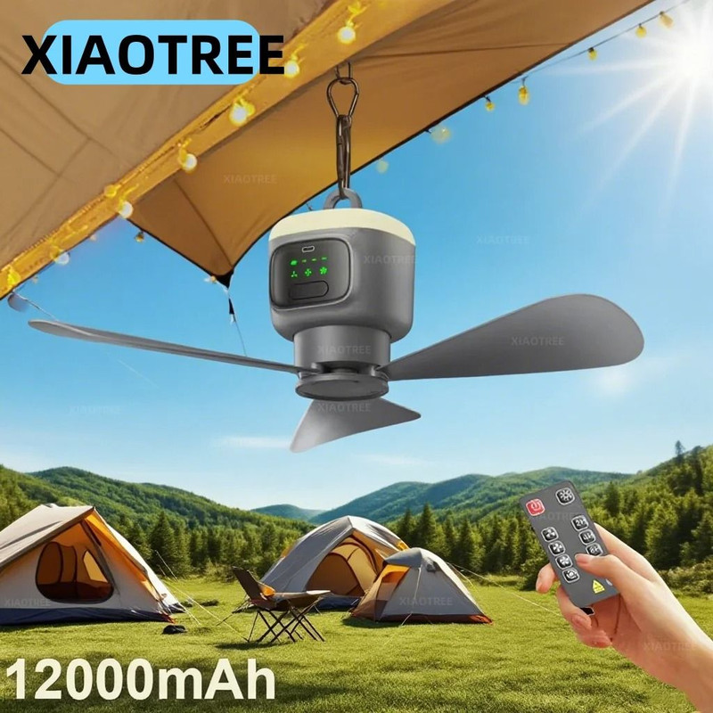 Ceiling Fan 12000mAh Wireless Portable Camping Fan With Lighting And Remote Control 0