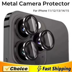 metal camera lens protector glass 3 pack for iphone 15 14 13 12 11 pro max mini plus
