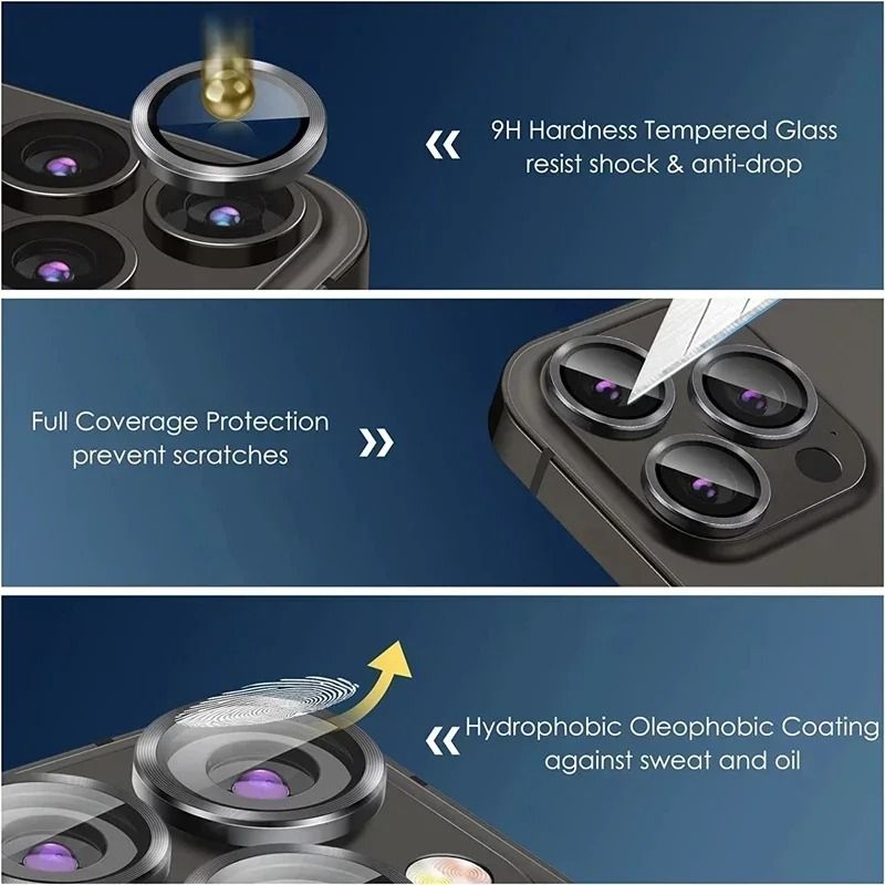 Metal Camera Lens Protector Glass 3 Pack For IPhone 15 14 13 12 11 Pro Max Mini Plus 3