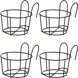 stylish round metal hanging planters 4 piece set for balcony garden indoor decor