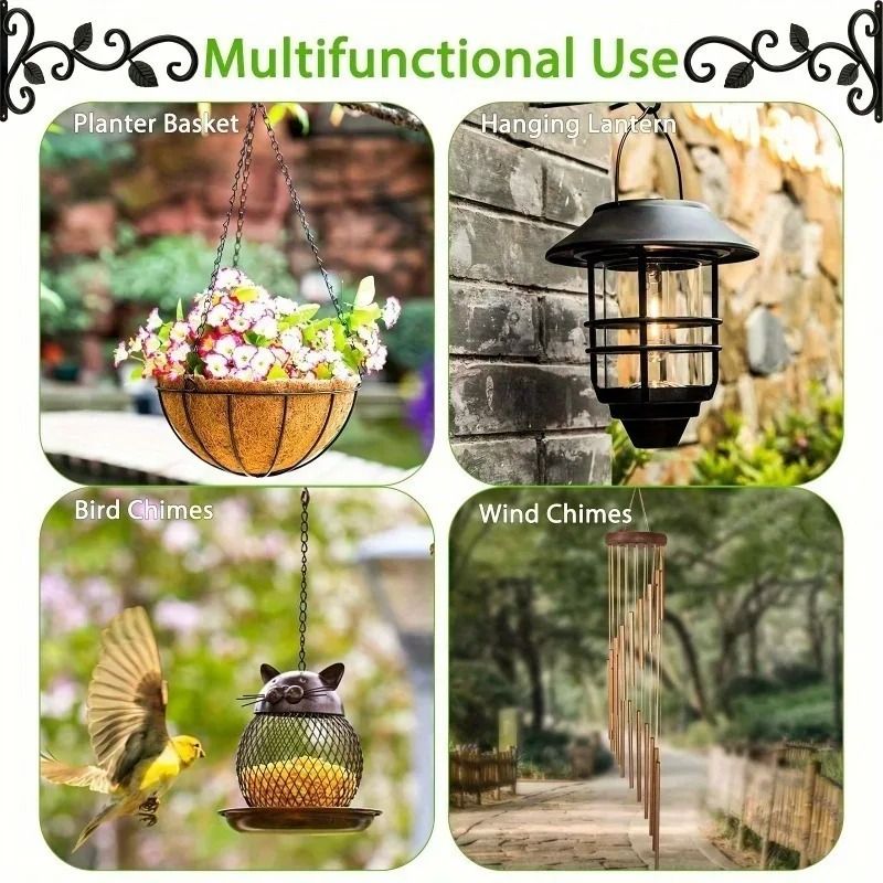 Rustic Wrought Iron Wall Bracket Plant Hooks 2 Pack For Indoor And Outdoor Use 4