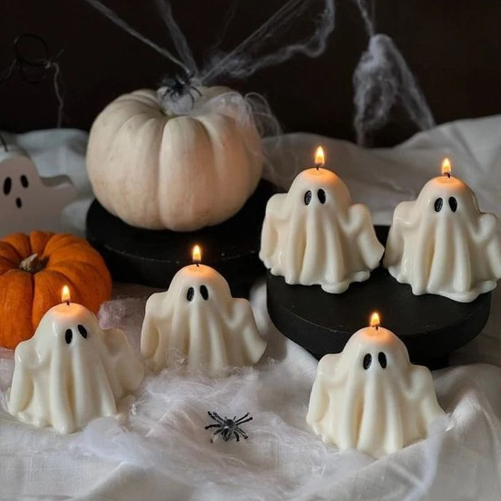 Halloween Ghost Candle Silicone Mold For Wax Resin DIY 0