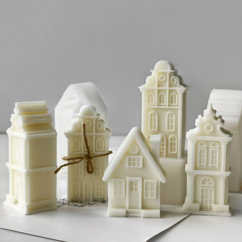 House Shape Silicone Mold For Candle Baking Resin Ornament Making 3