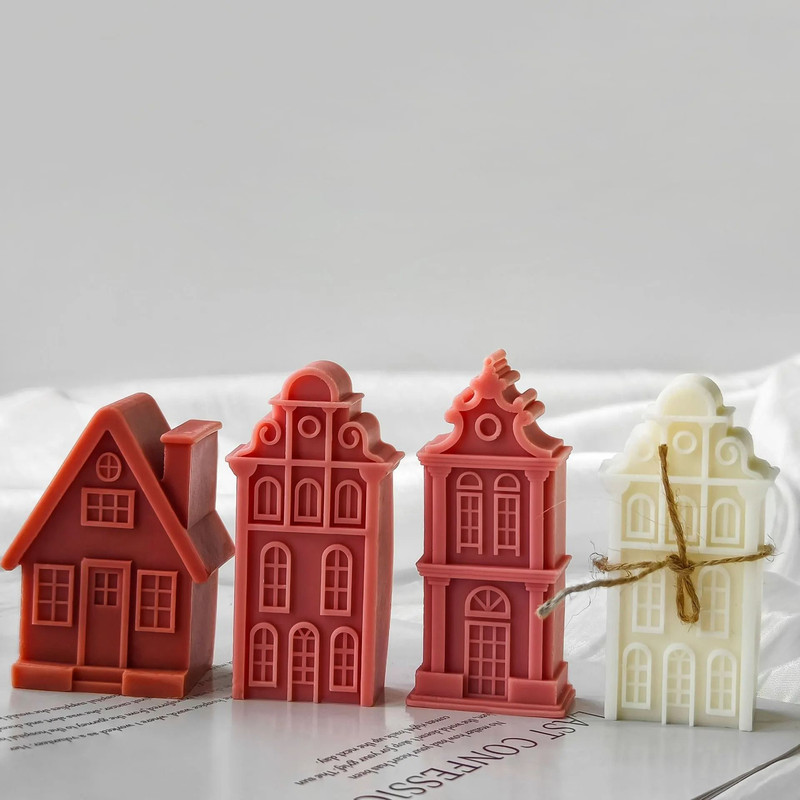 House Shape Silicone Mold For Candle Baking Resin Ornament Making 5