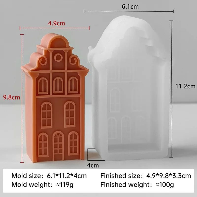 House Shape Silicone Mold For Candle Baking Resin Ornament Making 7