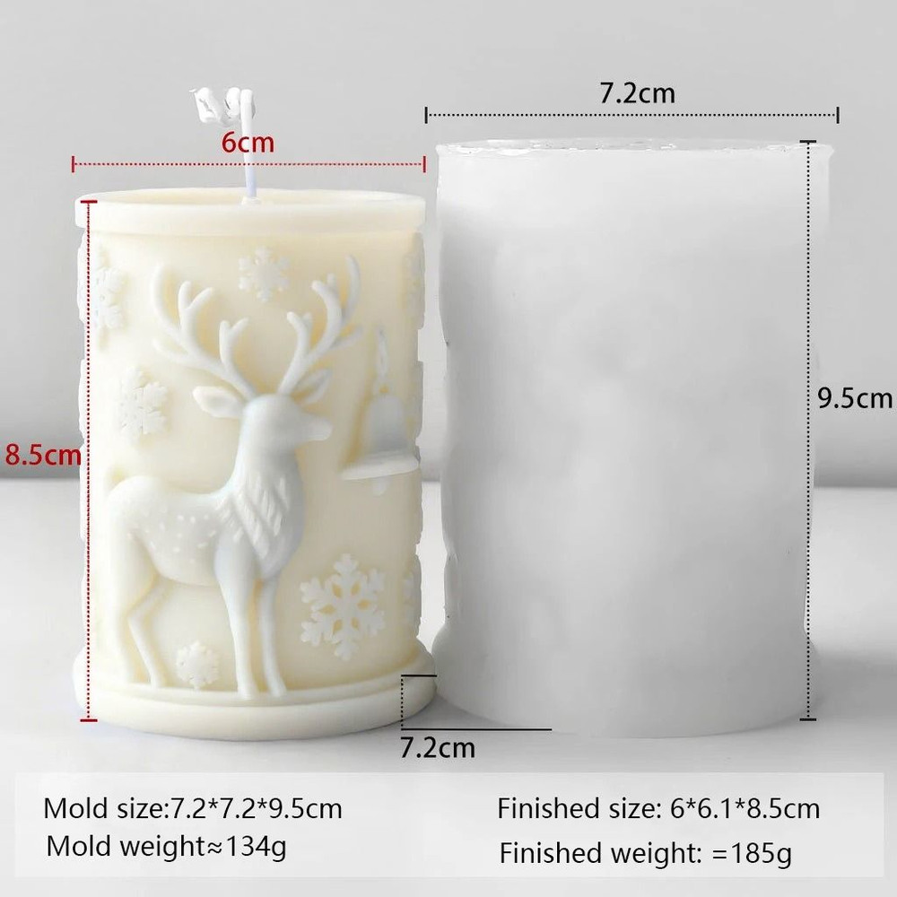 Christmas Snowflake Cylinder Candle Silicone Mold For DIY Wax Resin Decor 9