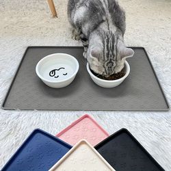 pet placemat non slip paw print design easy clean silicone mat