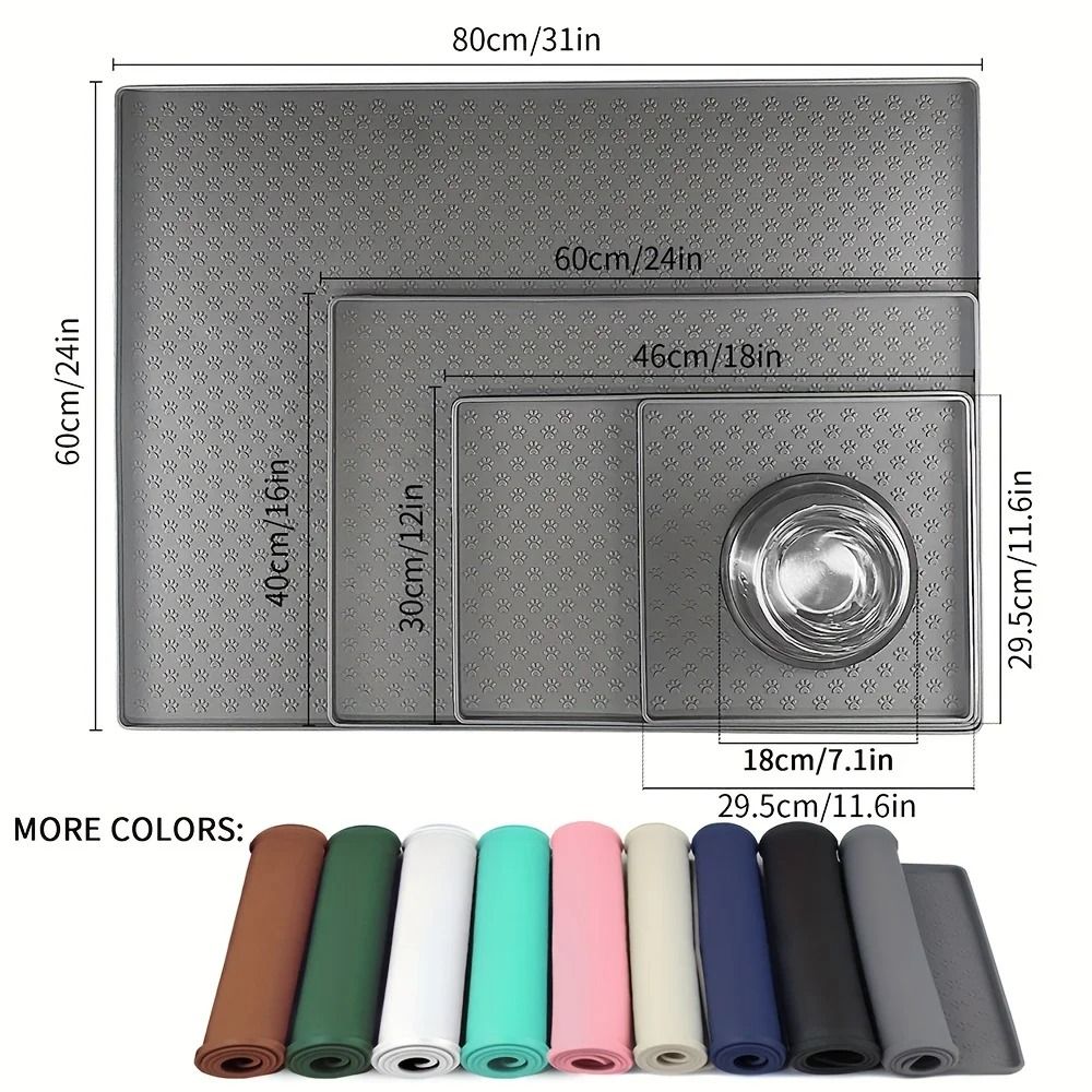 Pet Placemat Non Slip Paw Print Design Easy Clean Silicone Mat 1