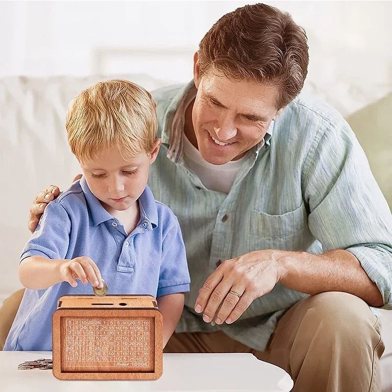 Wooden Money Box Reusable Savings Bank For Cash Coins And Bills 3