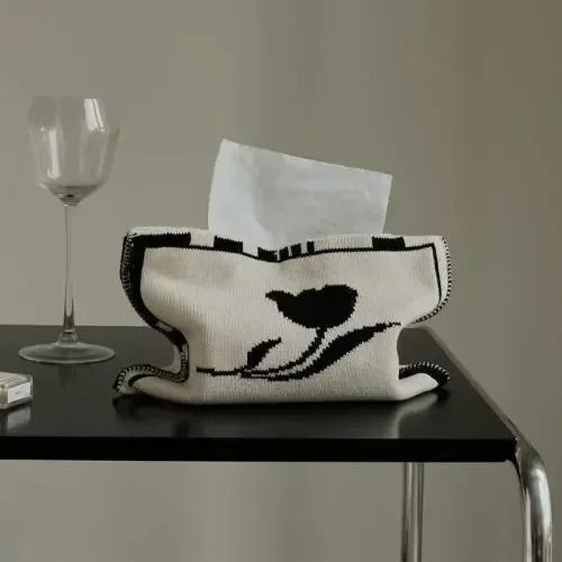 Knitted Tissue Box Cover Heart Pattern Nordic Style For Living Room Table 3