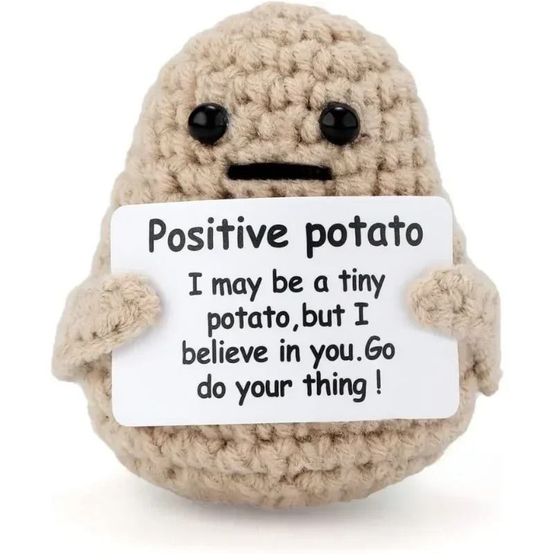 Positive Energy Potato Hug Pocket Mini Handmade Plush Wool Knitting Doll 0