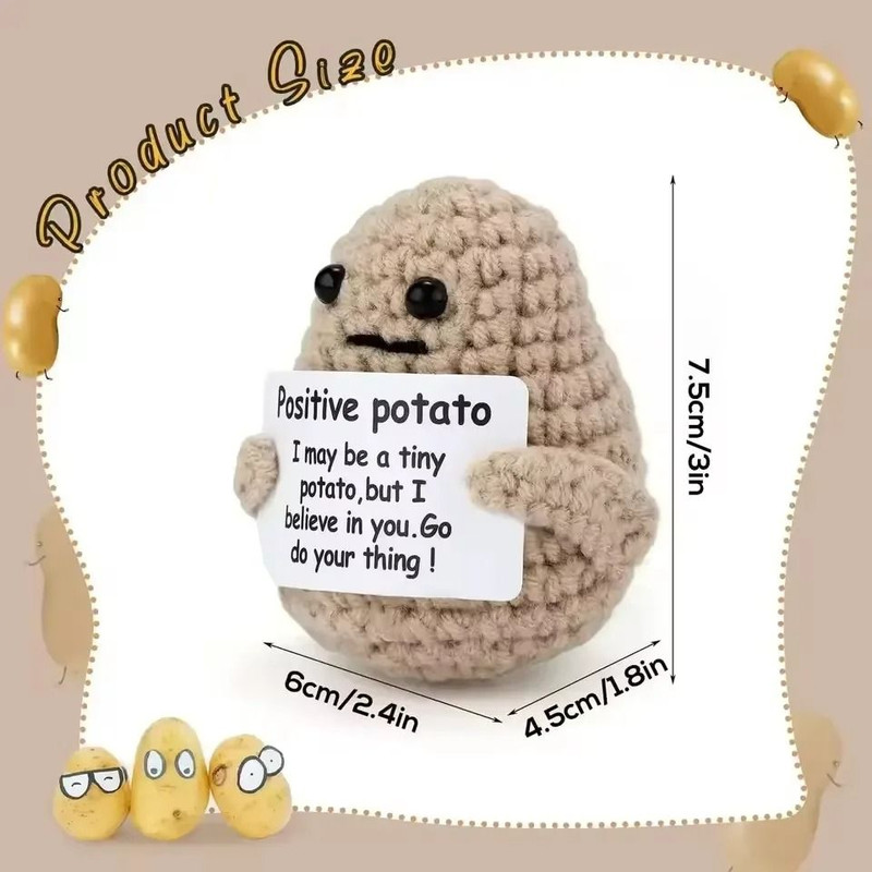 Positive Energy Potato Hug Pocket Mini Handmade Plush Wool Knitting Doll 3