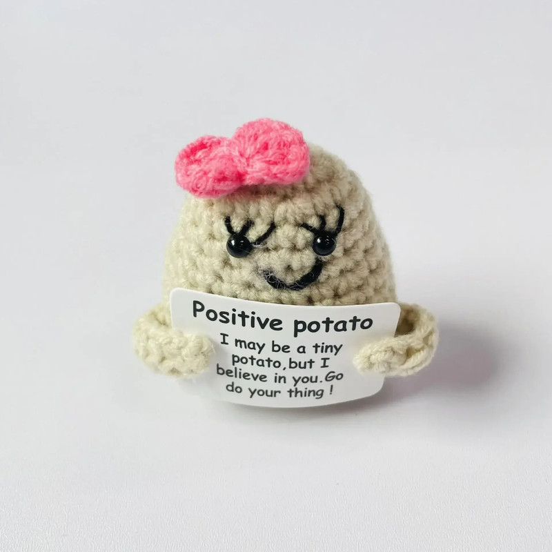 Positive Energy Potato Hug Pocket Mini Handmade Plush Wool Knitting Doll 9