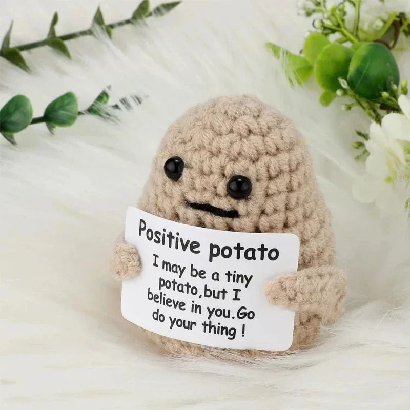 Positive Energy Potato Hug Pocket Mini Handmade Plush Wool Knitting Doll 8