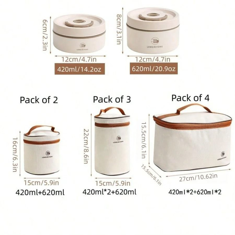 Portable Insulated Stackable Stainless Steel Lunch Container Set 5