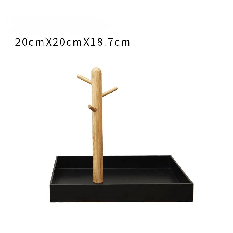 Bamboo Tree Branch Storage Tray Key Hanger Jewelry Display For Living Room 9