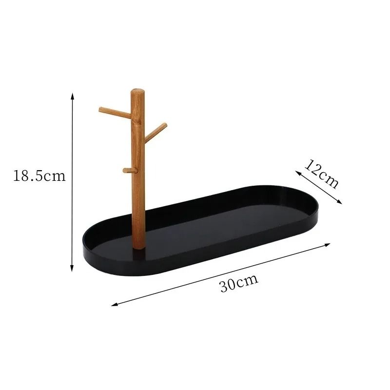 Bamboo Tree Branch Storage Tray Key Hanger Jewelry Display For Living Room 10