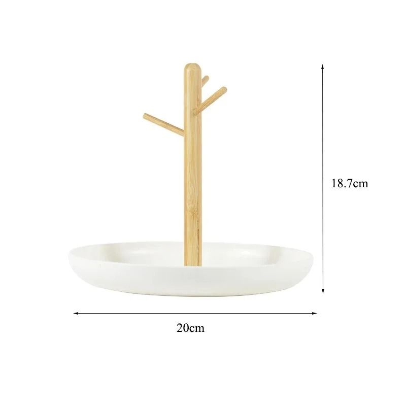 Bamboo Tree Branch Storage Tray Key Hanger Jewelry Display For Living Room 6