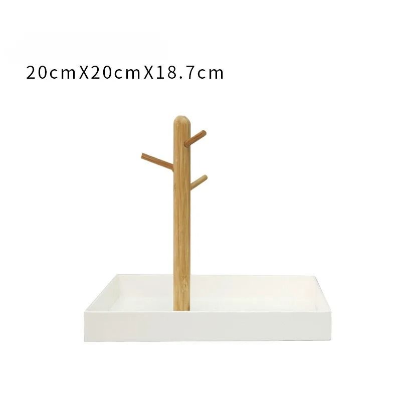 Bamboo Tree Branch Storage Tray Key Hanger Jewelry Display For Living Room 8