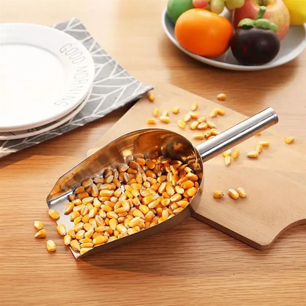 Stainless Steel Dry Goods Scoop Set 2 Piece Candy Flour Nut Bar Utility Shovels 4