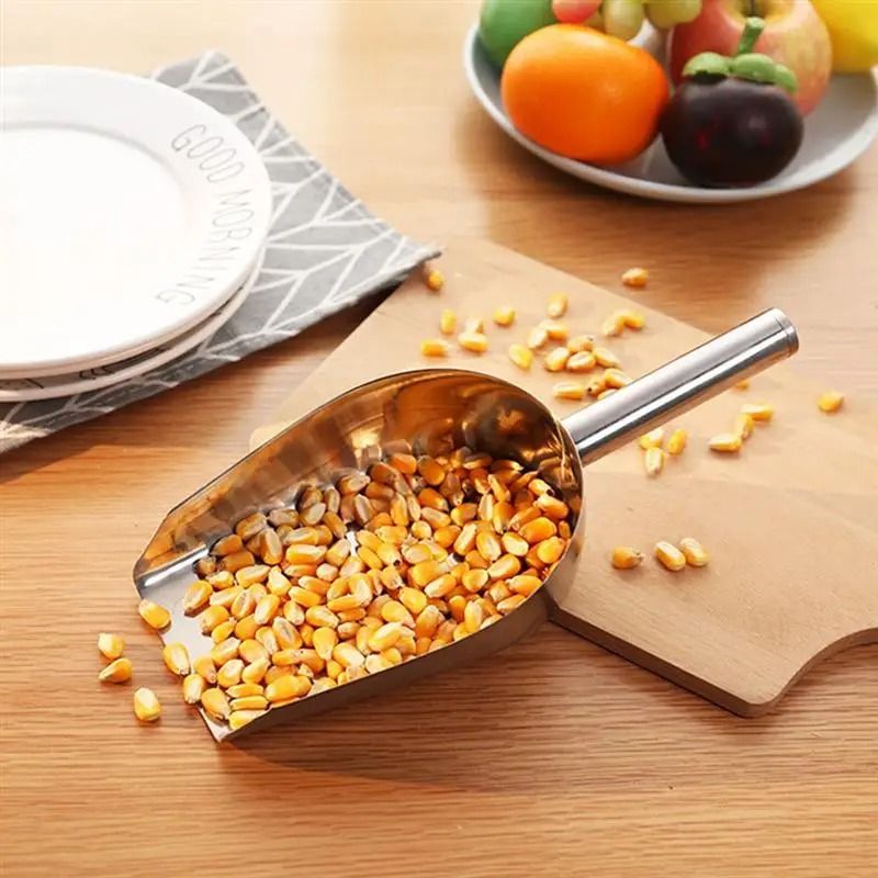 Stainless Steel Dry Goods Scoop Set 2 Piece Candy Flour Nut Bar Utility Shovels 4