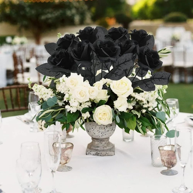 48 Cm Rose Black Silk Bouquet Peony Artificial Flower 2