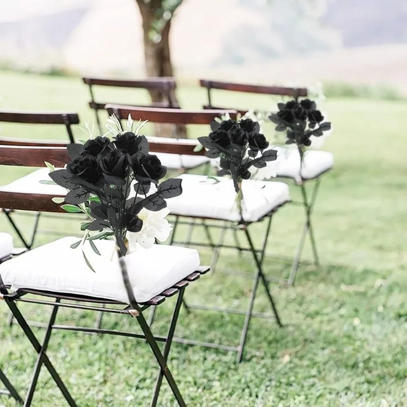 48 Cm Rose Black Silk Bouquet Peony Artificial Flower 3