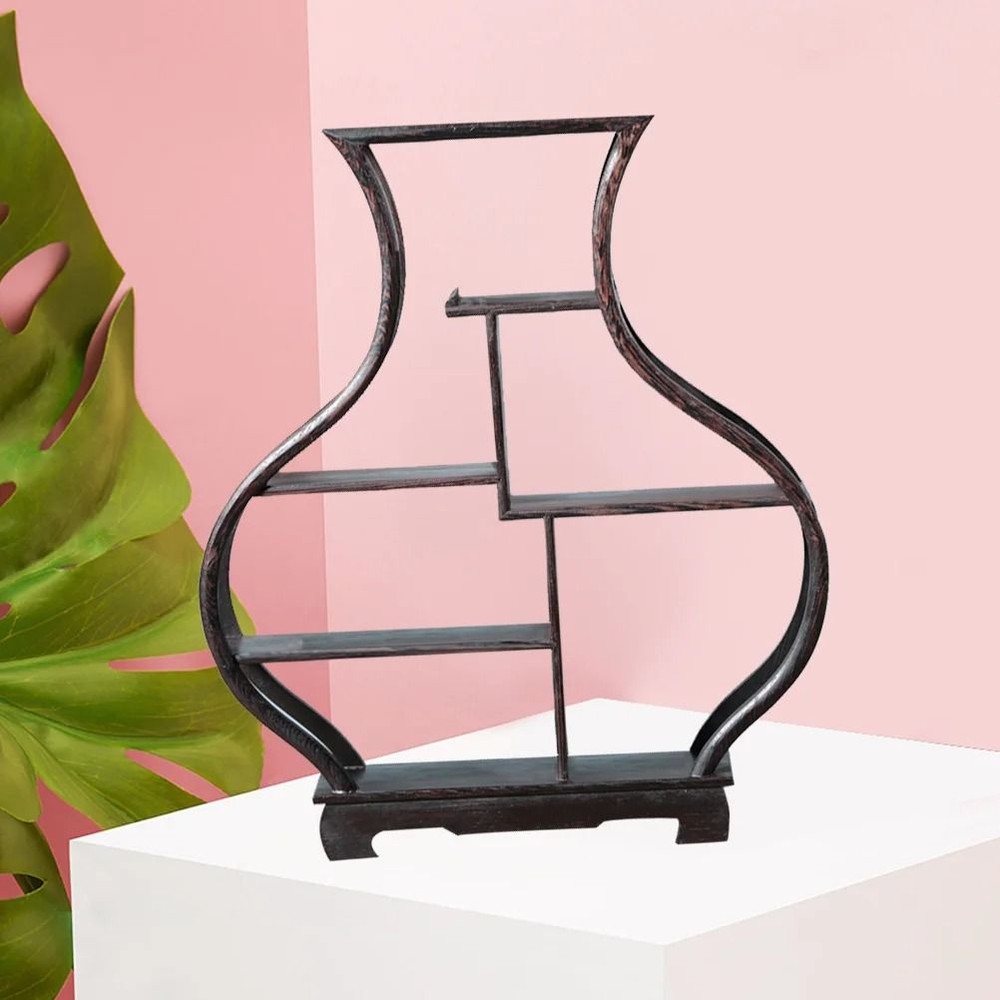 Solid Wood Display Shelf Rosewood Vintage Stand For Room Restaurant Teahouse Storage 1