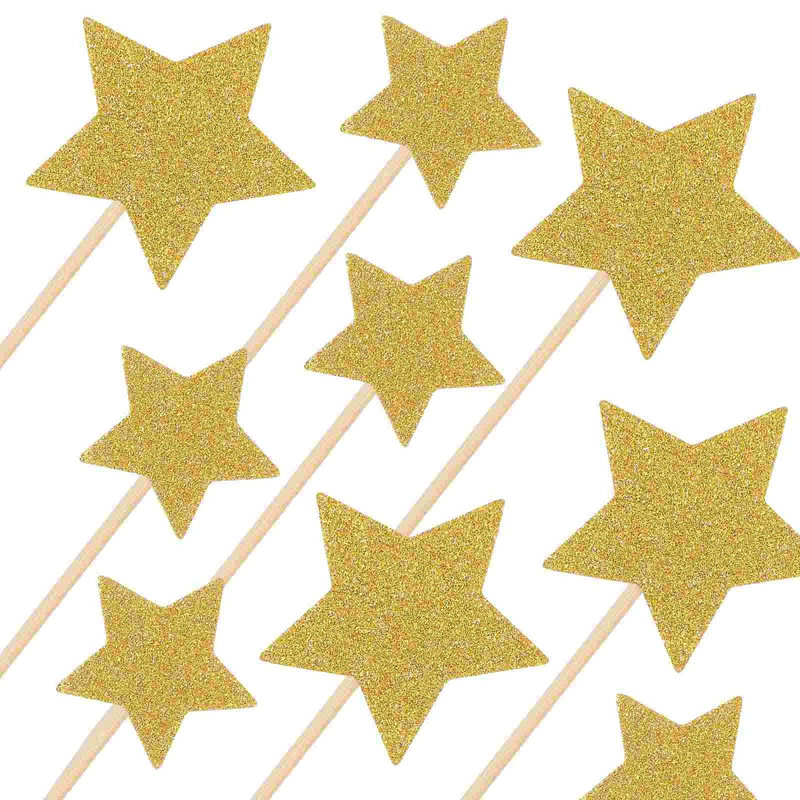 Star Glitter Cake Insert Topper Kit 50 Pieces Gold Silver 3