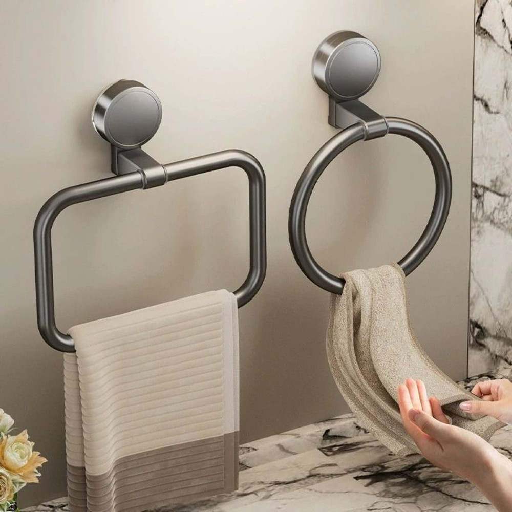 No Drill Suction Cup Towel Ring Wall Mount Hand Towel Holder 0