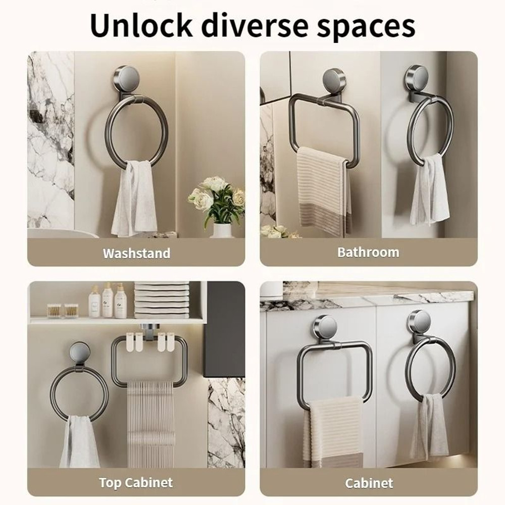 No Drill Suction Cup Towel Ring Wall Mount Hand Towel Holder 4
