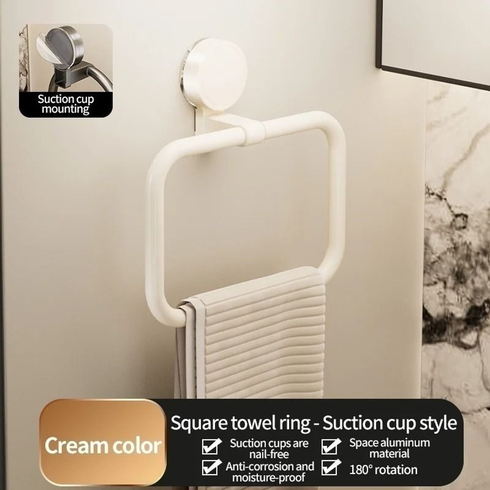 No Drill Suction Cup Towel Ring Wall Mount Hand Towel Holder 6
