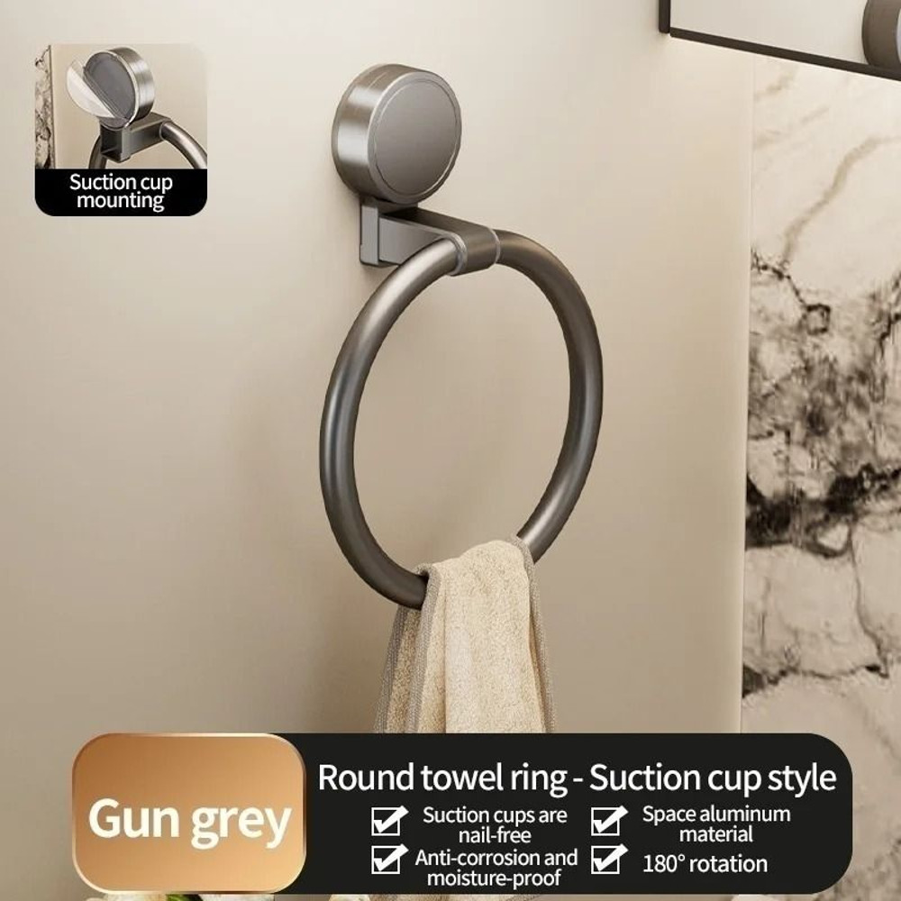 No Drill Suction Cup Towel Ring Wall Mount Hand Towel Holder 7