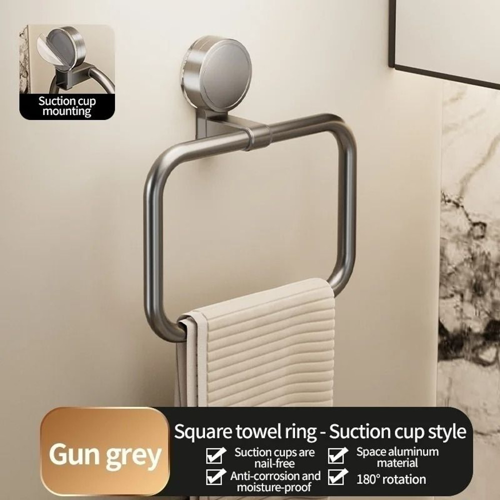 No Drill Suction Cup Towel Ring Wall Mount Hand Towel Holder 8