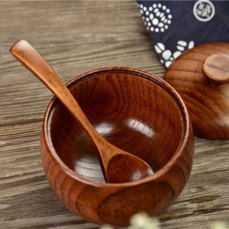 Wooden Salt Shaker Vintage Seasoning Jar With Lid Household Spice Container 3