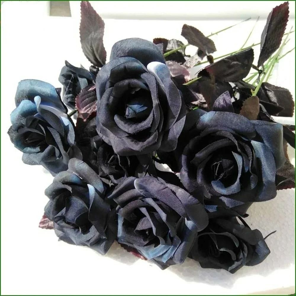 Artificial Black Rose Bouquet Set 10 Pieces Wedding Home Decor 1