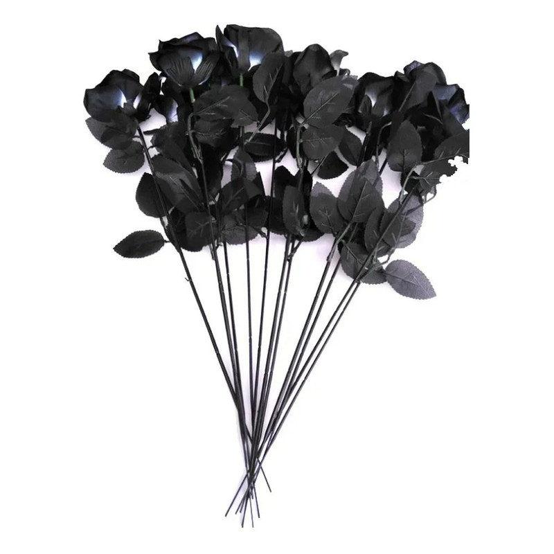 Artificial Black Rose Bouquet Set 10 Pieces Wedding Home Decor 5