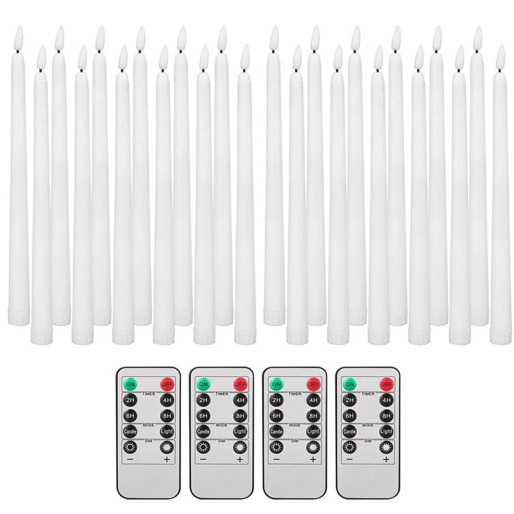 Flameless Taper Candles Set Timer Remote Flickering 6 To 24 Pieces 9