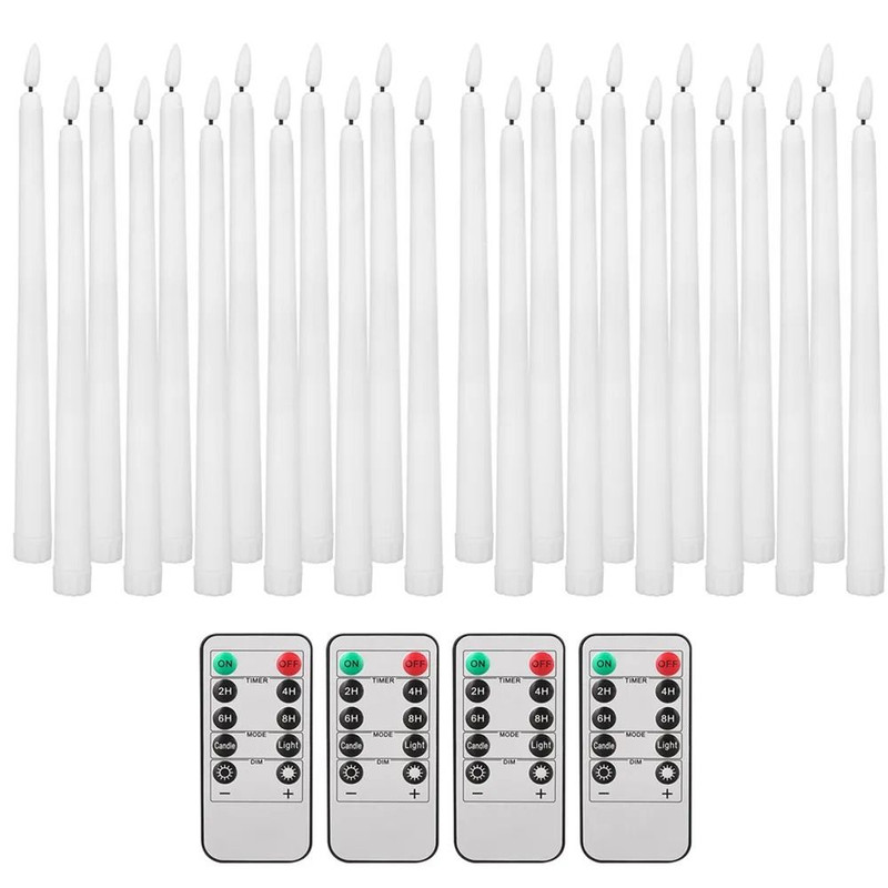 Flameless Taper Candles Set Timer Remote Flickering 6 To 24 Pieces 9